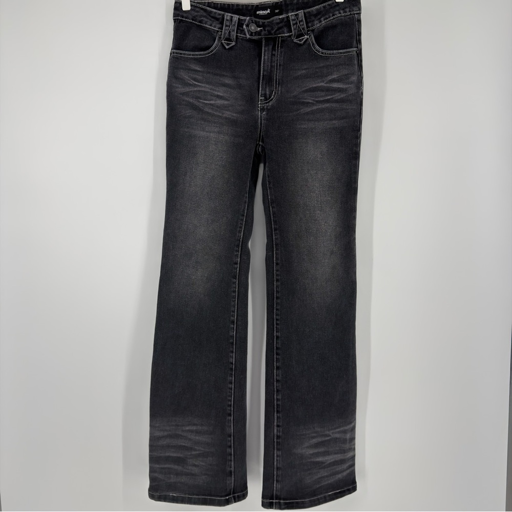 Minga London Black‎ Washed Straight Leg Jeans Y2K Grunge Size 30